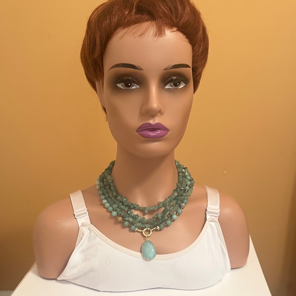 Green Aventurine Beaded Statement Necklace